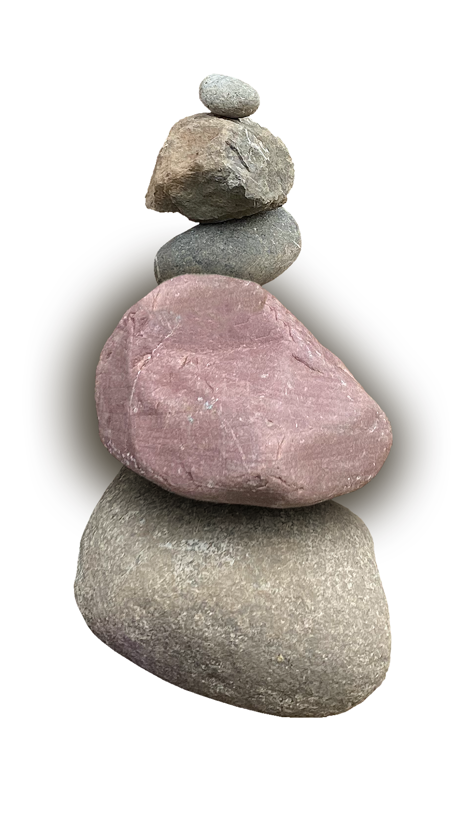 a stack of five rocks with the rock second from bottom highlighted