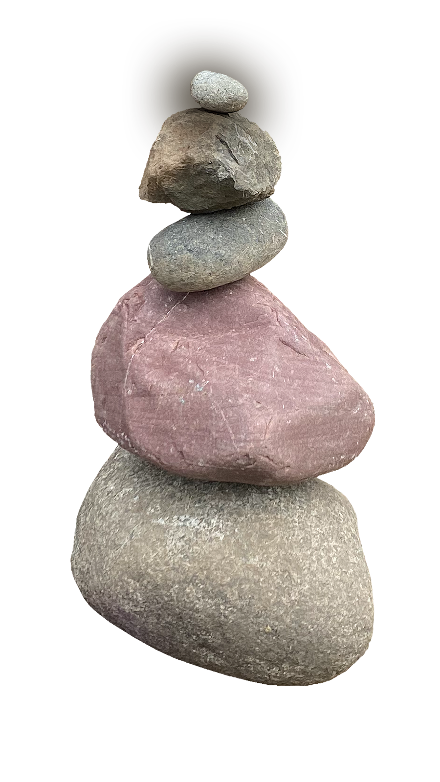 a stack of five rocks with top rock highlighted